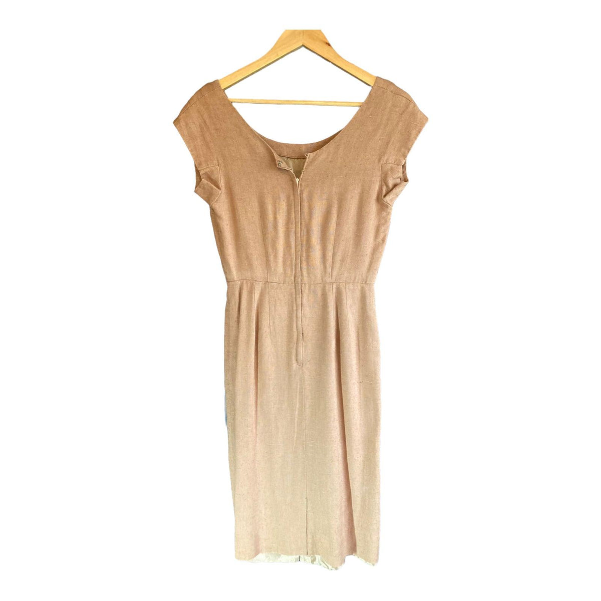 London Town Linen Taupe Cap Sleeved Dress UK Size 10 - Ava & Iva