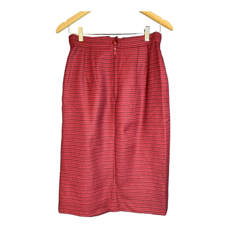 Louis Feraud Wool Red Dogtooth Skirt Suit Jacket - UK Size UK 14 Skirt - UK Size 12 - Ava & Iva