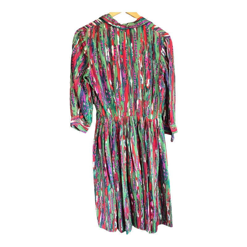Vintage Multi-Coloured long Sleeved Dress UK Size 10 - Ava & Iva