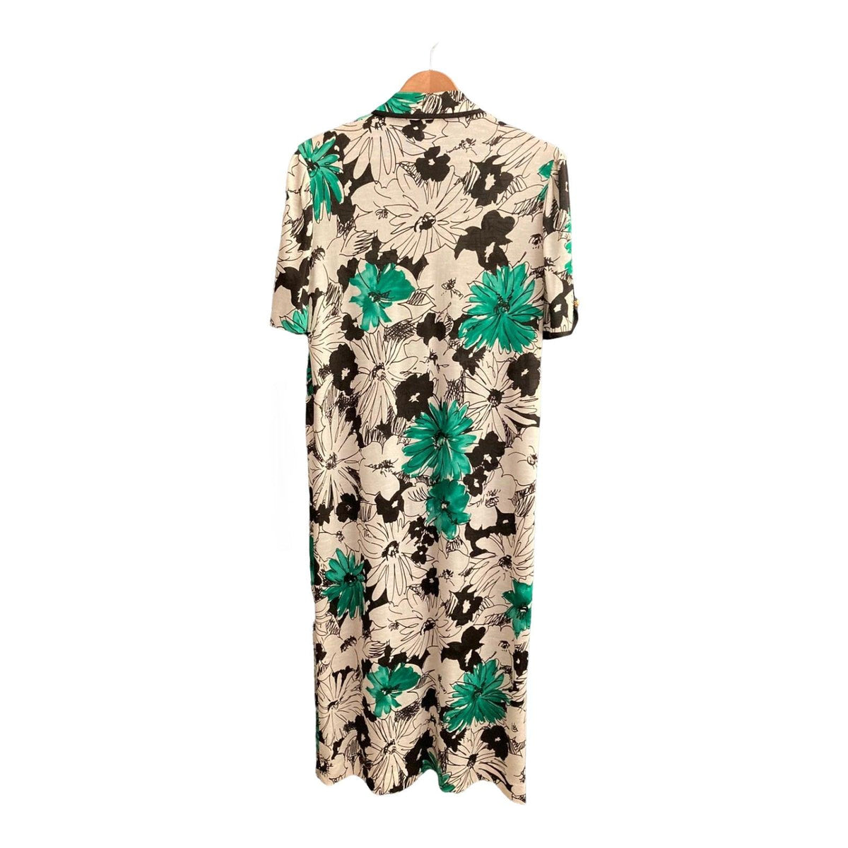 Les Lunis White Green And Black Short Sleeved Dress Size 44 UK Size 12 - Ava & Iva