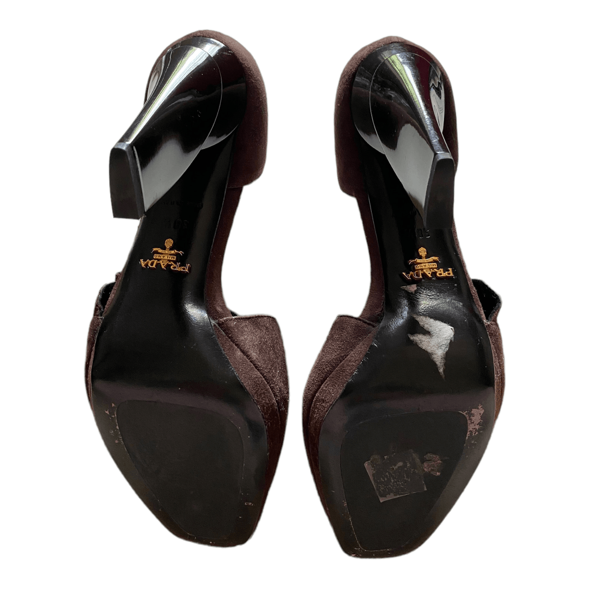 Prada Suede Block Heel Court Shoe Brown UK 5.5 EU 38.5 - Ava & Iva