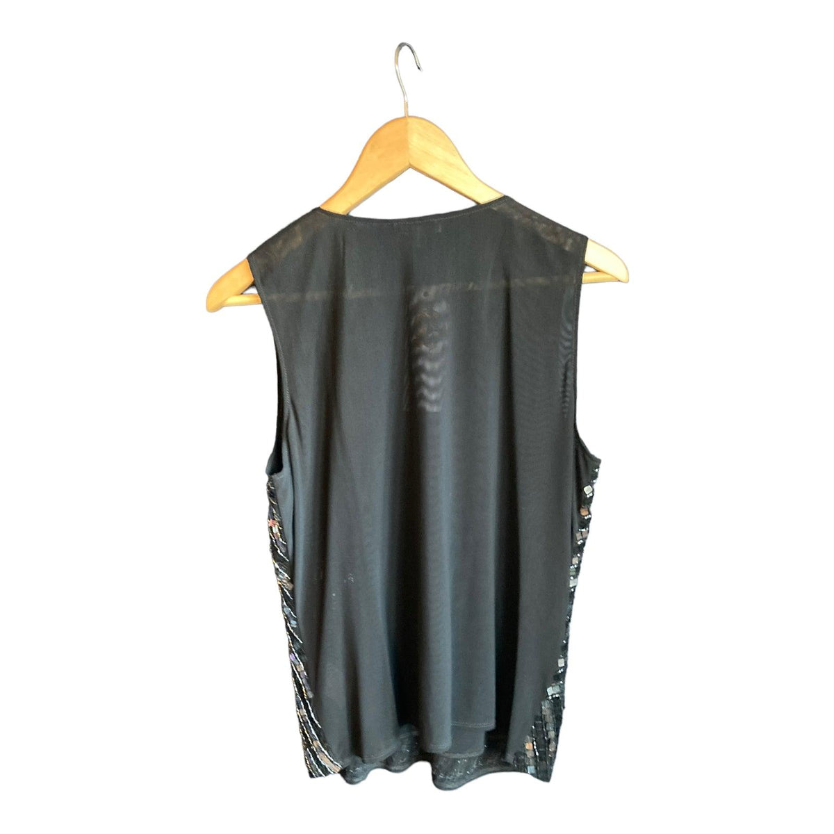 Cerruti Black Sequin Sleeveless Top UK Size 16 - Ava & Iva