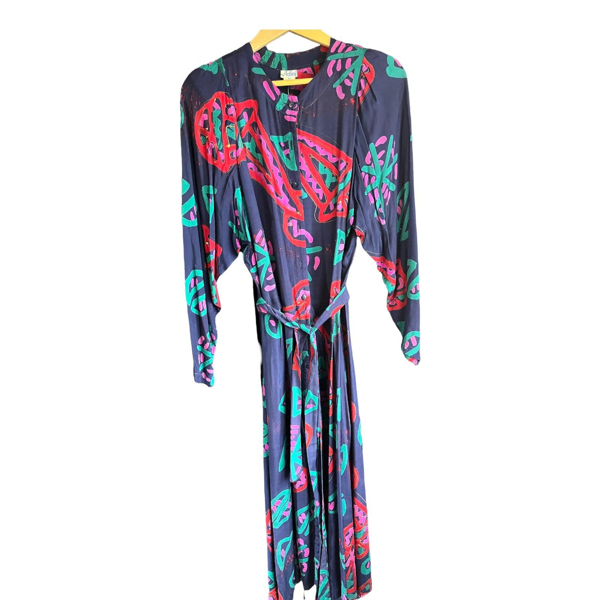 Adini Navy Patterned Long Sleeved Dress UK Size 16 - Ava & Iva