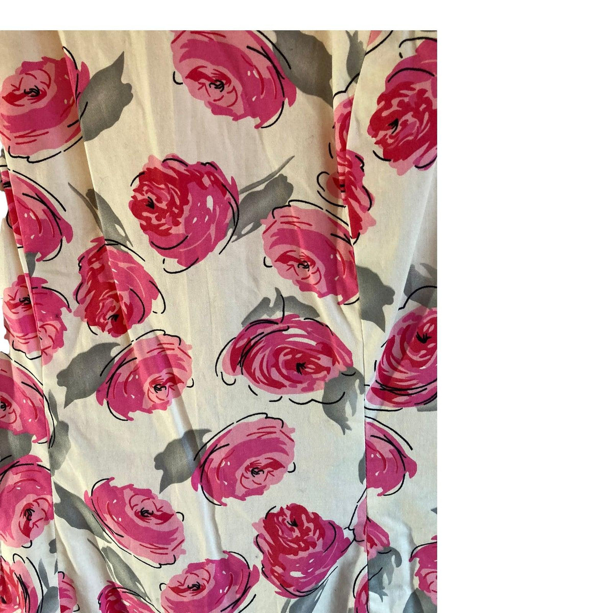 Viintage Cotton White With Pink Flowers Sleeveless Dress UK Size 10 - Ava & Iva