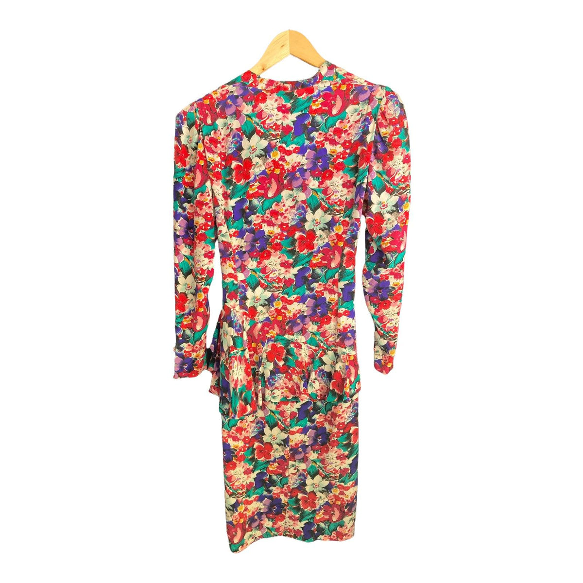 Argenti Silk Multi-Coloured Floral Long Sleeved Dress UK Size 6 - Ava & Iva