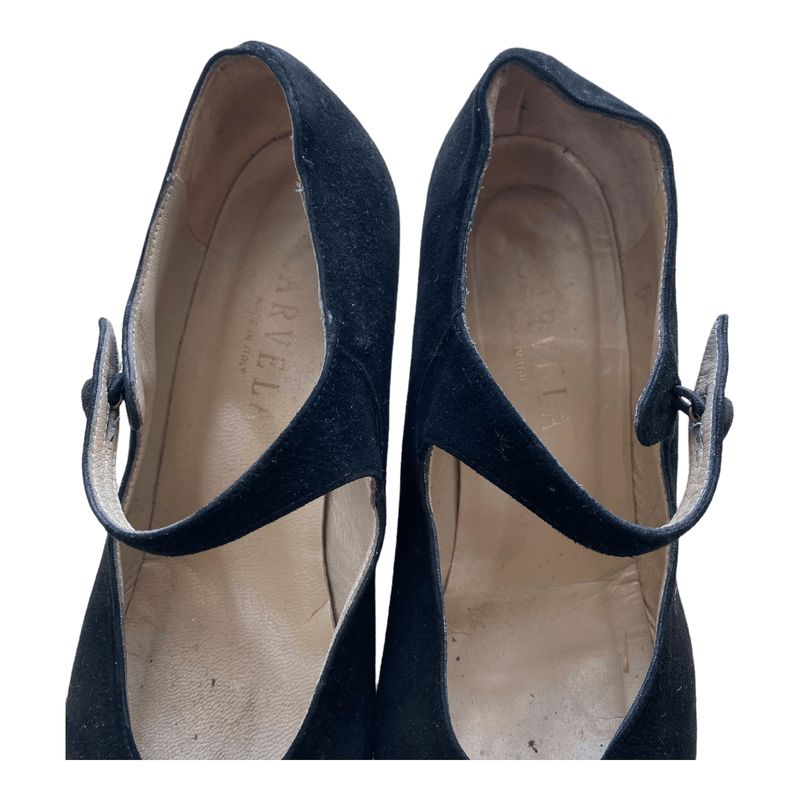 Carvella Suede Mary Jane Shoes Black UK 5.5 EU 38.5 - Ava & Iva