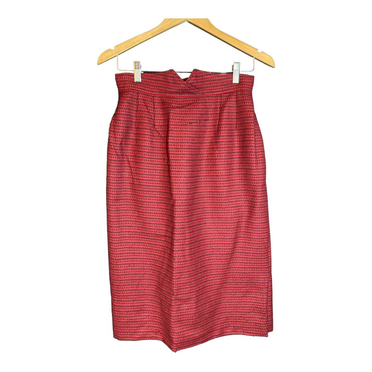 Louis Feraud Wool Red Dogtooth Skirt Suit Jacket - UK Size UK 14 Skirt - UK Size 12 - Ava & Iva