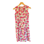Viintage Cotton White With Pink Flowers Sleeveless Dress UK Size 10 - Ava & Iva