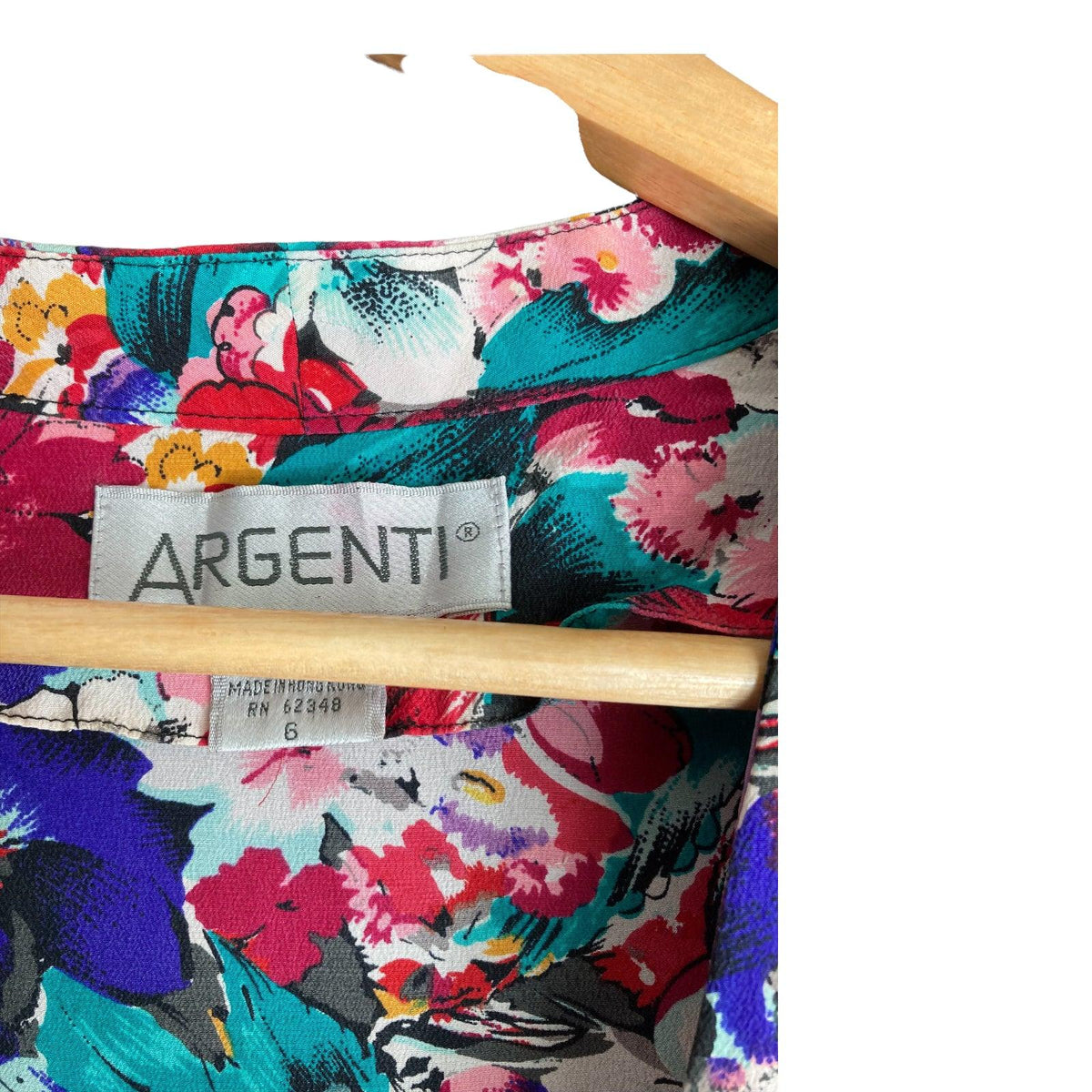 Argenti Silk Multi-Coloured Floral Long Sleeved Dress UK Size 6 - Ava & Iva