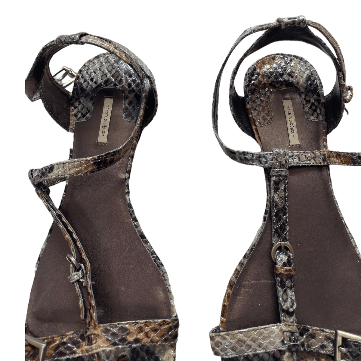 MaxStudio Snake Skin Sandals Brown UK 7 EU 40 - Ava & Iva