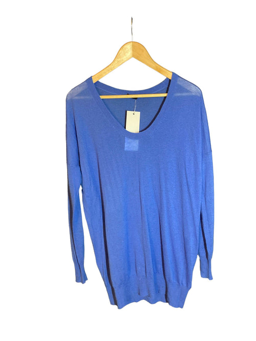 Joseph Cashmere Royal Blue V Neck Tunic UK Size Small - Ava & Iva