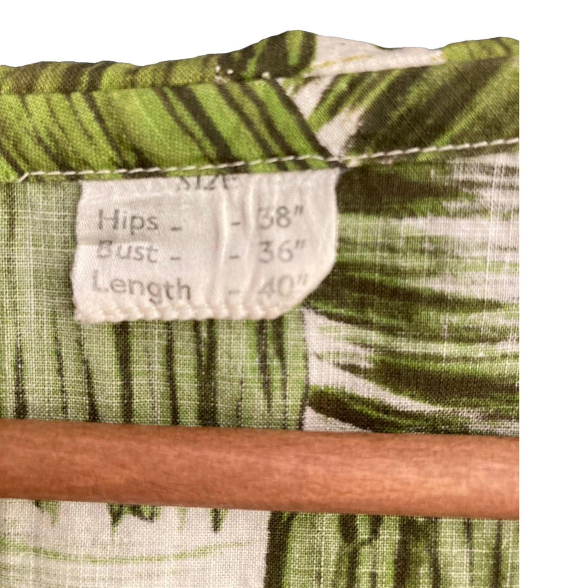 Vintage Cotton Green And Cream Patterned Sleeveless Dress UK Size 10 - Ava & Iva