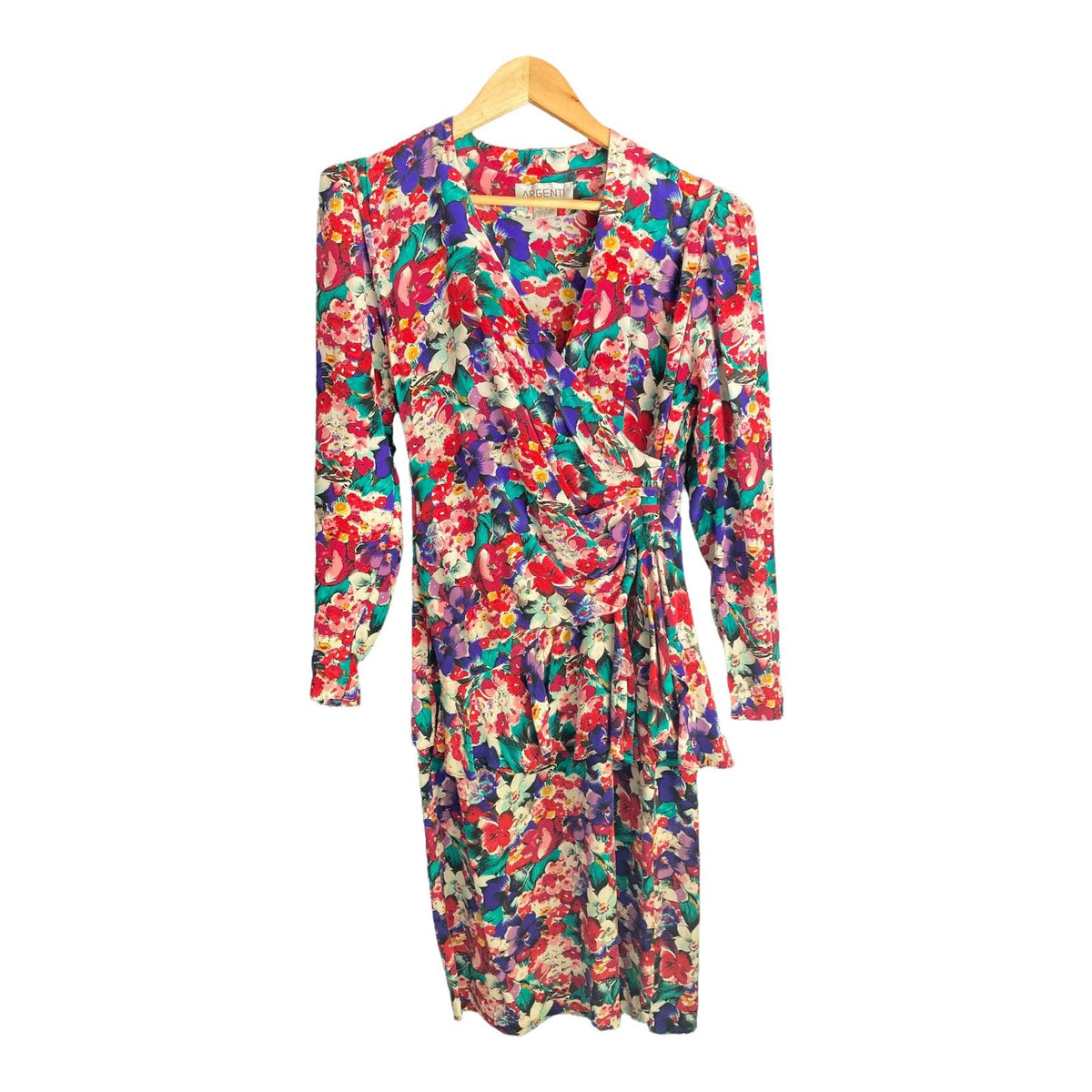 Argenti Silk Multi-Coloured Floral Long Sleeved Dress UK Size 6 - Ava & Iva
