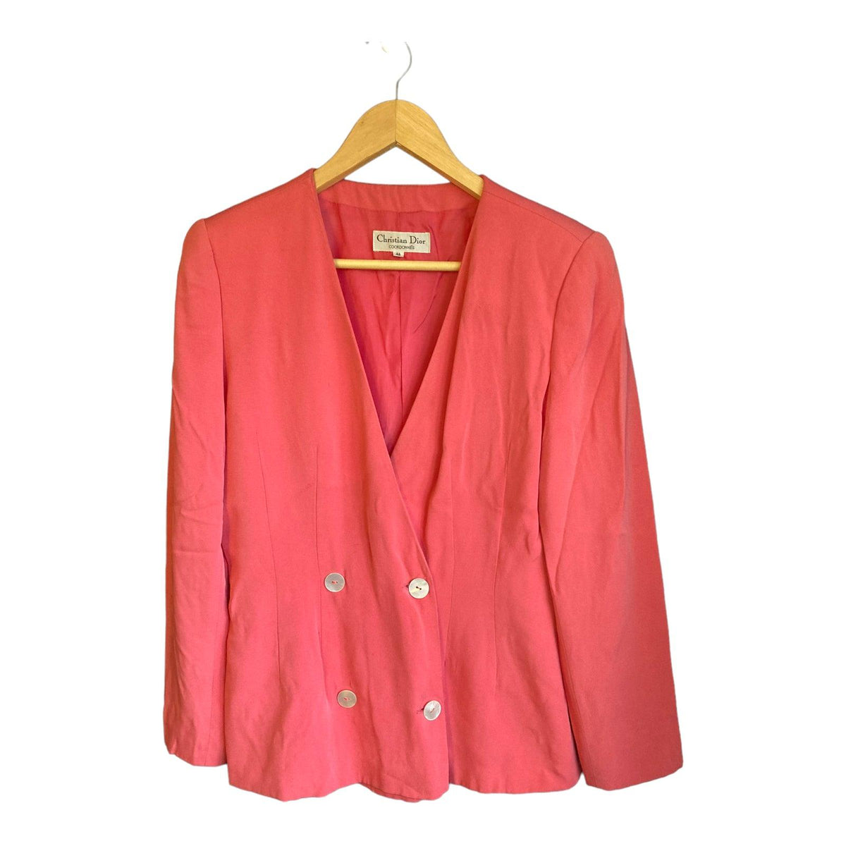 Christian Dior Salmon Pink Long Sleeved Jacket UK Size 10 - Ava & Iva