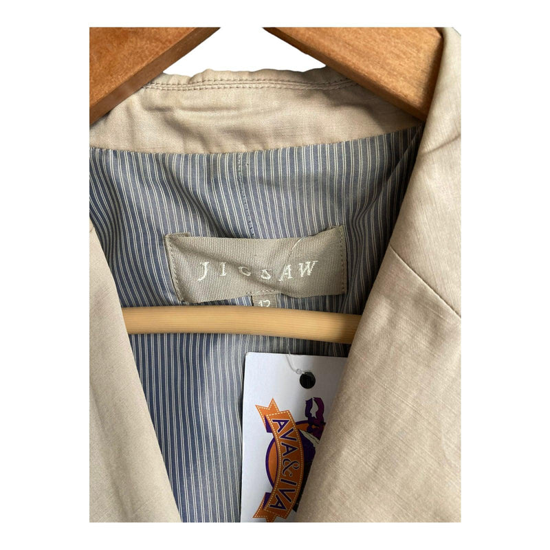 Jigsaw Cotton Linen Blend Beige Long Sleeved Jacket UK Size 12 - Ava & Iva