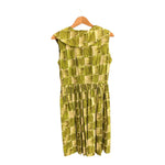 Vintage Cotton Green And Cream Patterned Sleeveless Dress UK Size 10 - Ava & Iva