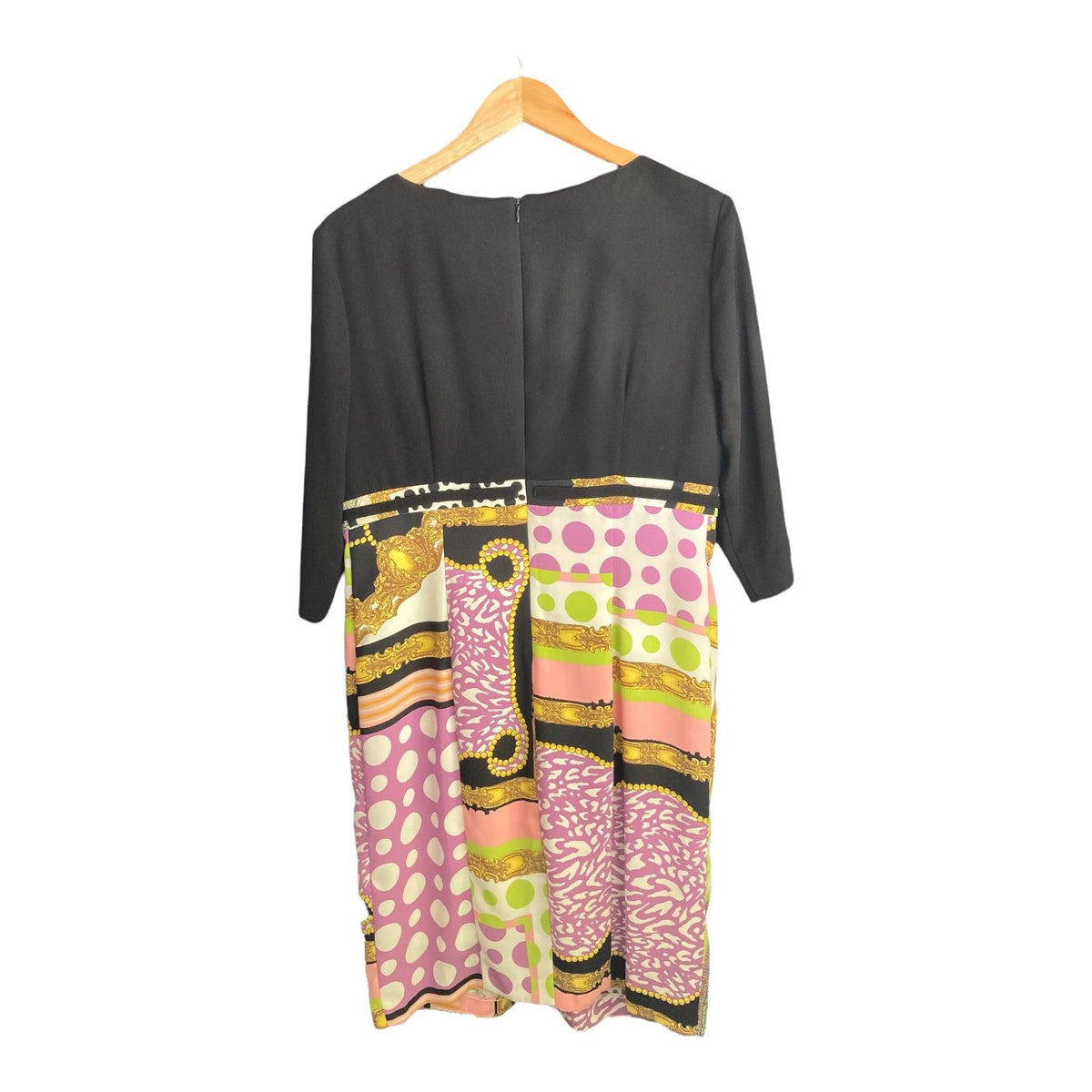 James Lakeland Black Patterned 3/4 Sleeved Dress UK Size 16 - Ava & Iva