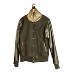 Vintage Wool & Leather Black Bomber Style Long Sleeved Jacket UK Size S/M - Ava & Iva