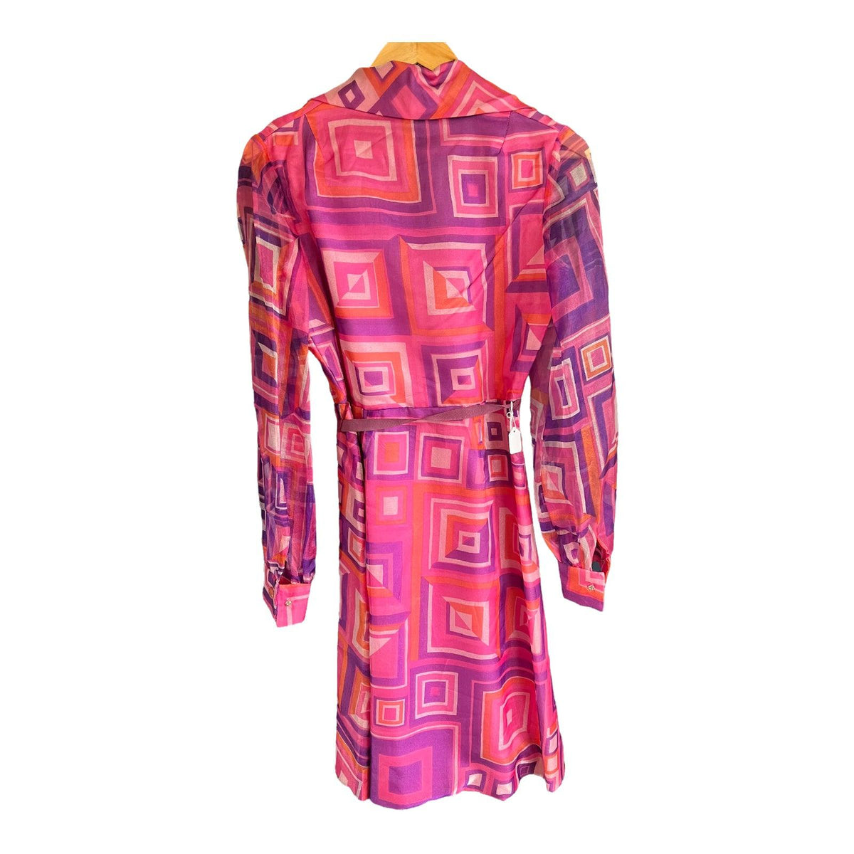 Vintage Pink Shirt Styled Long Sleeved Dress UK Size 12 - Ava & Iva