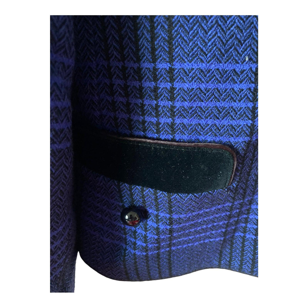 Windsmoor Wool Blue & Black Checked Long Sleeved Jacket UK Size 10 - Ava & Iva