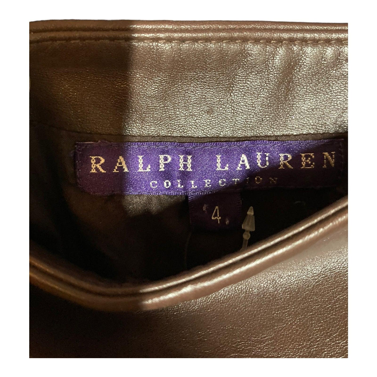 Ralph Lauren Leather Brown & Cream Skirt UK Size 10 - Ava & Iva