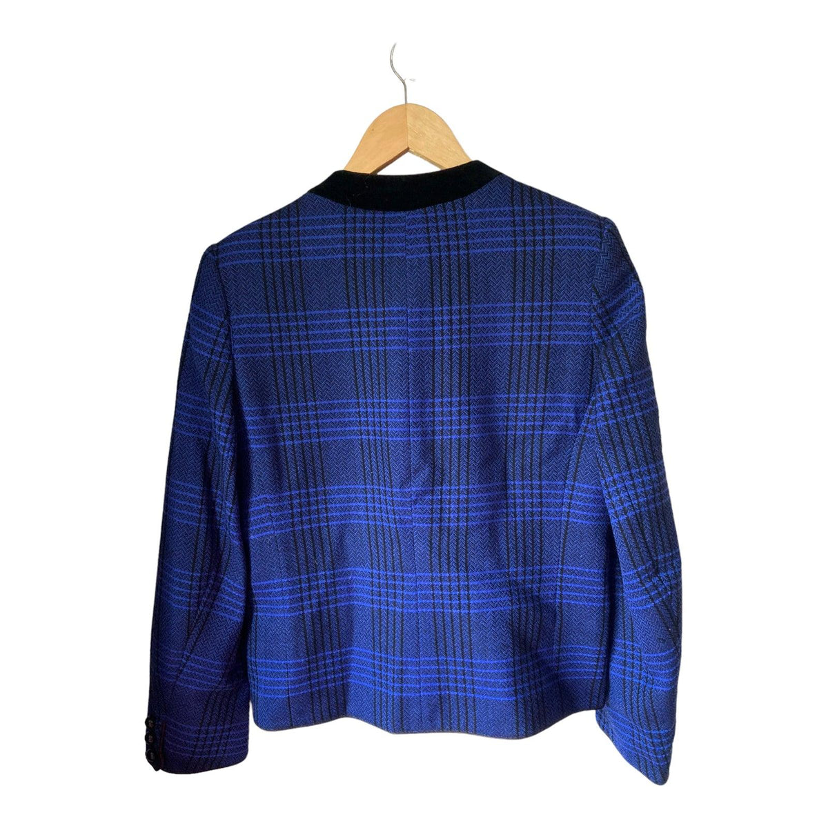Windsmoor Wool Blue & Black Checked Long Sleeved Jacket UK Size 10 - Ava & Iva