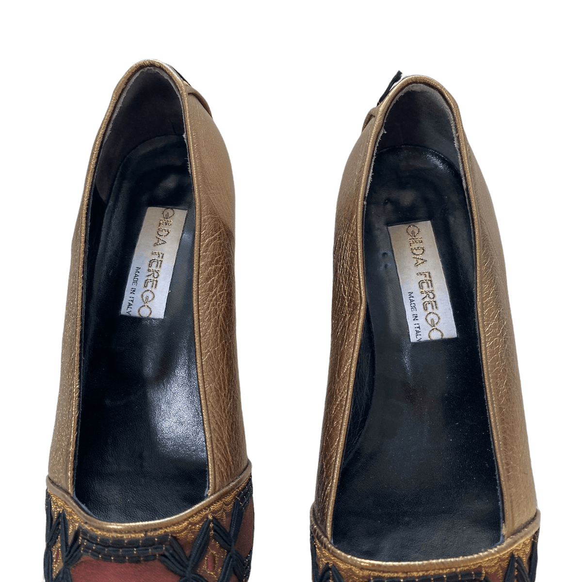 Gilda Ferego Leather Court Shoe Gold UK 6 EU 38 - Ava & Iva