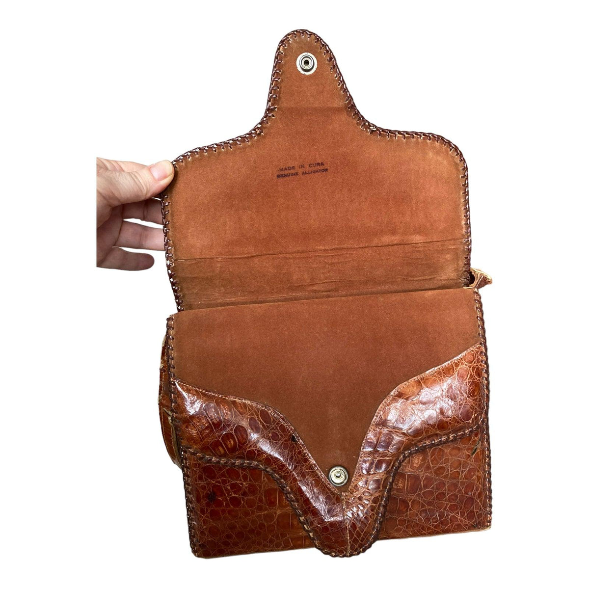 Vintage Genuine Alligator Brown Handbag - Ava & Iva