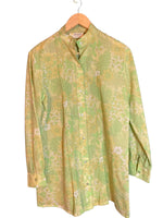 Debro Lime Green Long Sleeved Patterned Shirt Style Tunic UK Size 10 - Ava & Iva