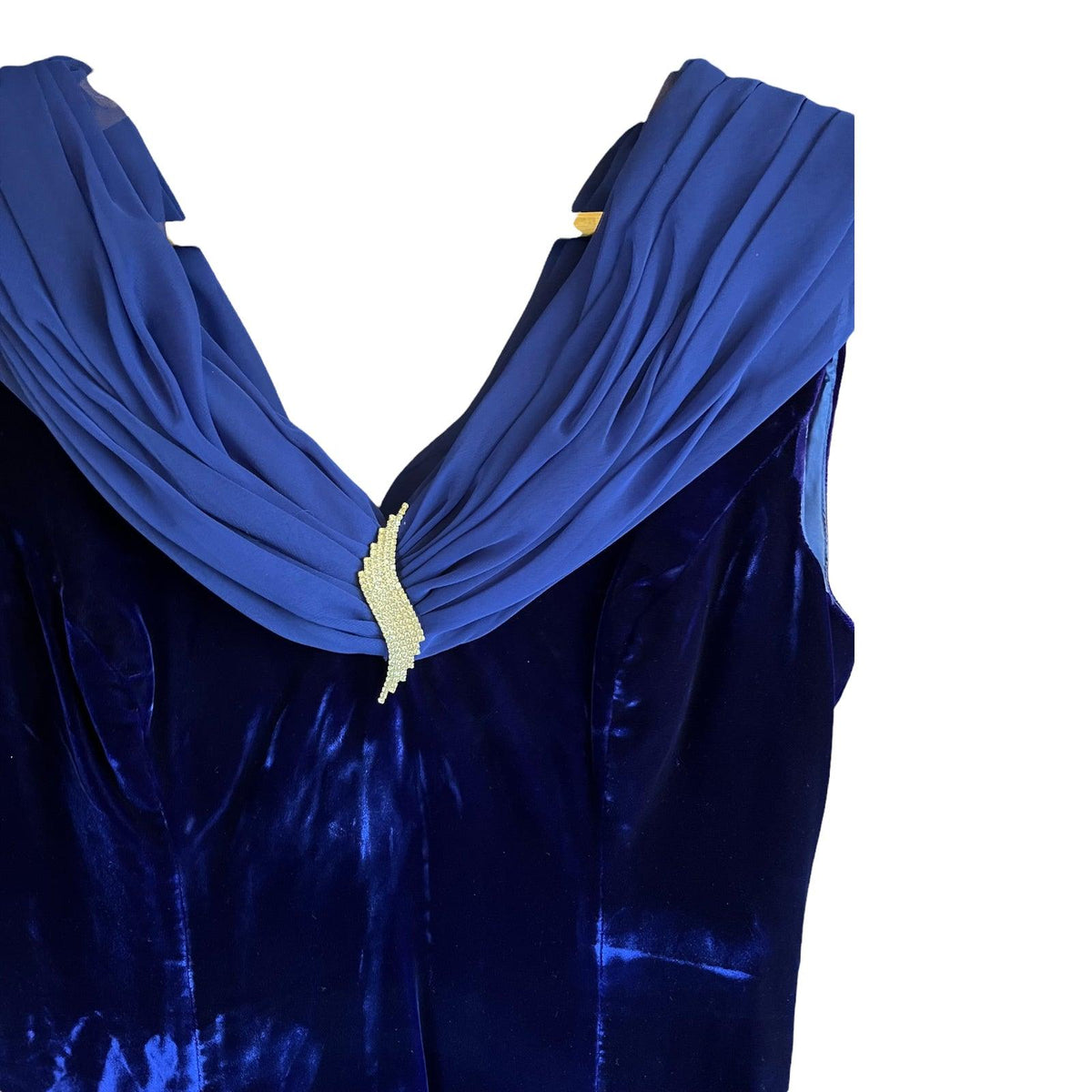 Morton Miles Velvet Saphire Blue Sleeveless Cocktail Dress UK Size 12 - Ava & Iva