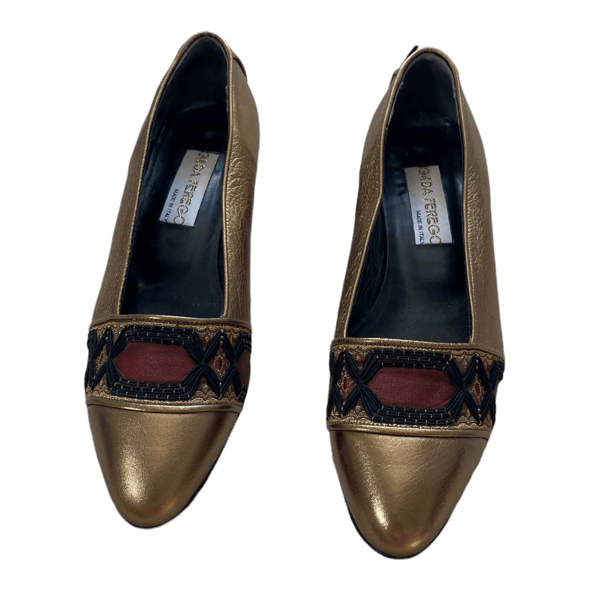 Gilda Ferego Leather Court Shoe Gold UK 6 EU 38 - Ava & Iva