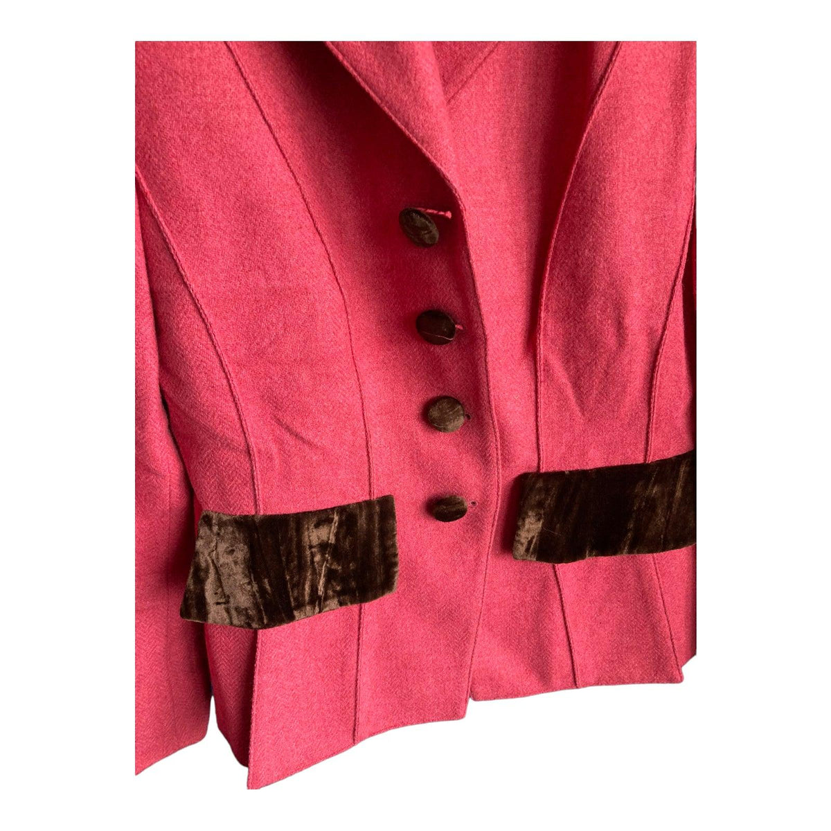 Guy Laroche Wool Pink & Brown Long Sleeved Jacket UK Size 12 - Ava & Iva