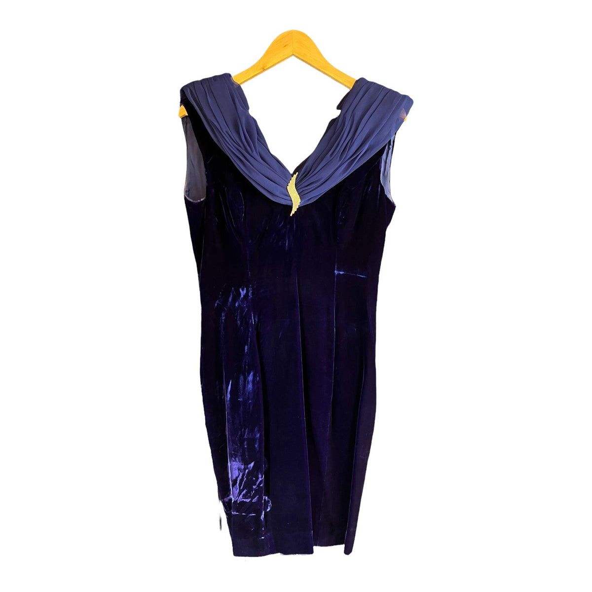 Morton Miles Velvet Saphire Blue Sleeveless Cocktail Dress UK Size 12 - Ava & Iva
