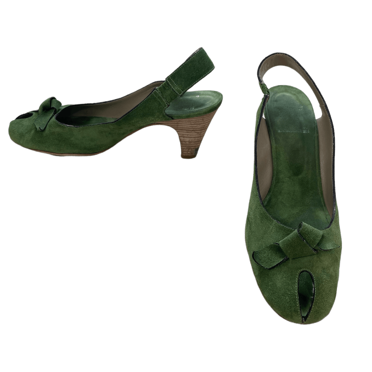 NV Suede Peep Toe Heels Green UK 7 EU 40 - Ava & Iva