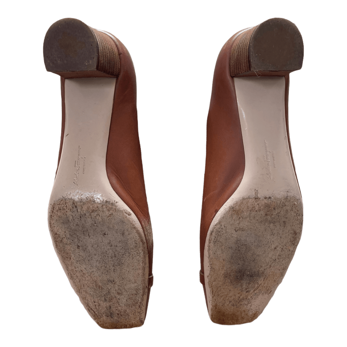 Ferragamo Leather Court Shoes Brown UK 7.5 EU 40.5 - Ava & Iva