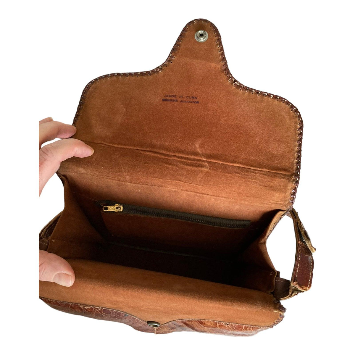 Vintage Genuine Alligator Brown Handbag - Ava & Iva