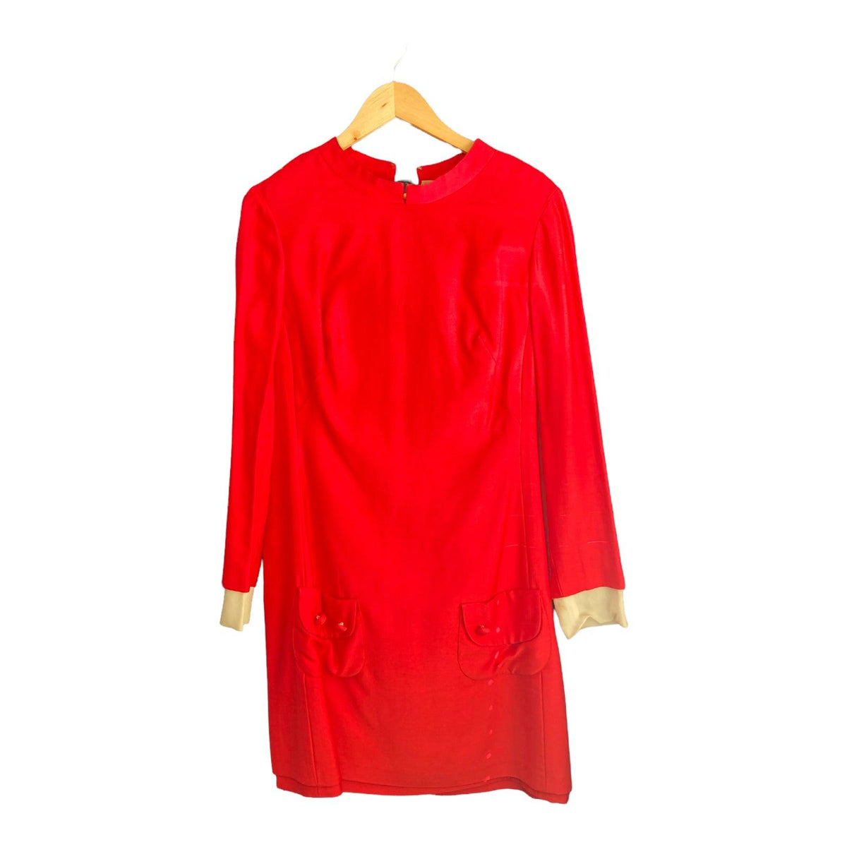 Jane And Jane Red And Cream Long Sleeved Dress UK Size 14 - Ava & Iva