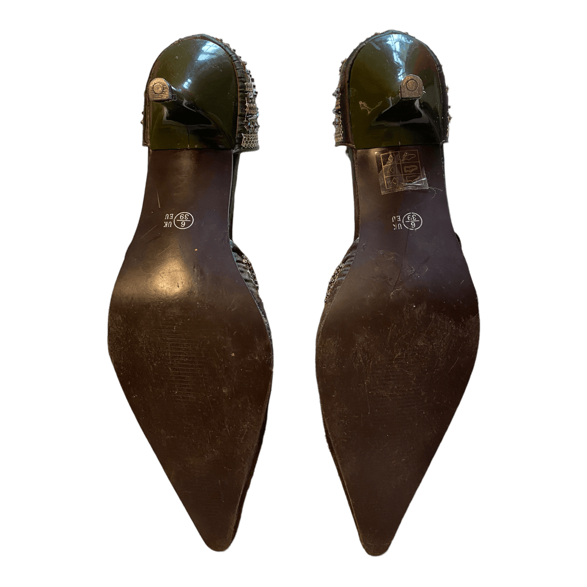 Spot On Silk Kitten Heels Green UK 6 EU 39 - Ava & Iva