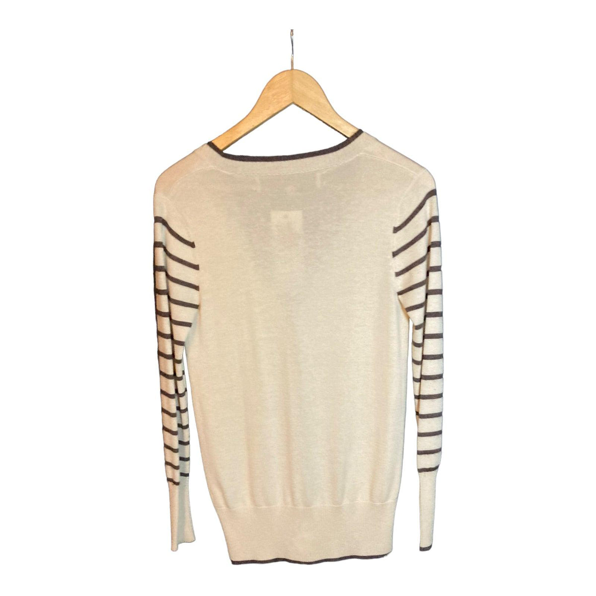 Lela Rose Cashmere Cream and Brown Long Sleeved Cardigan UK Size Small - Ava & Iva