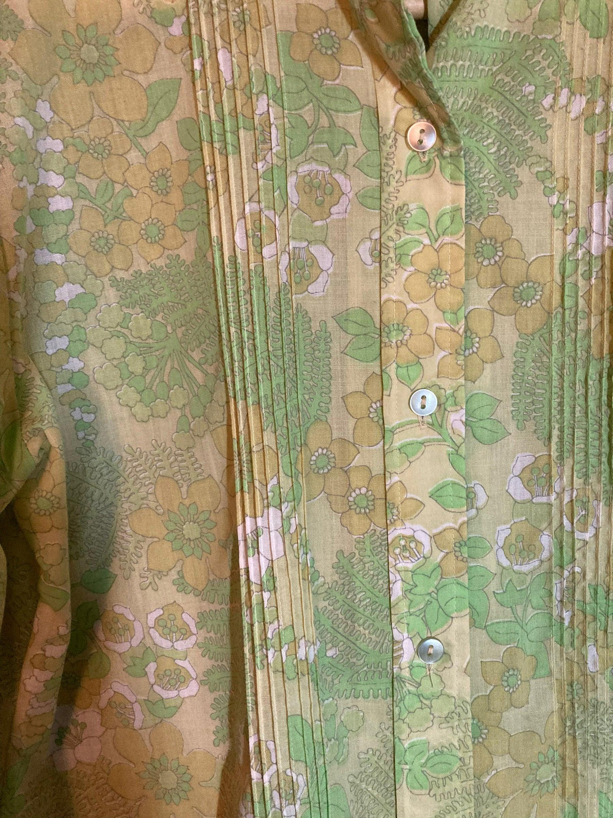 Debro Lime Green Long Sleeved Patterned Shirt Style Tunic UK Size 10 - Ava & Iva