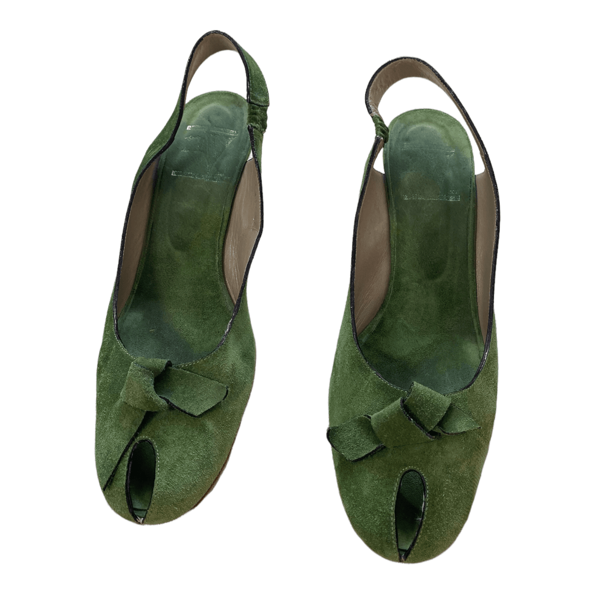 NV Suede Peep Toe Heels Green UK 7 EU 40 - Ava & Iva