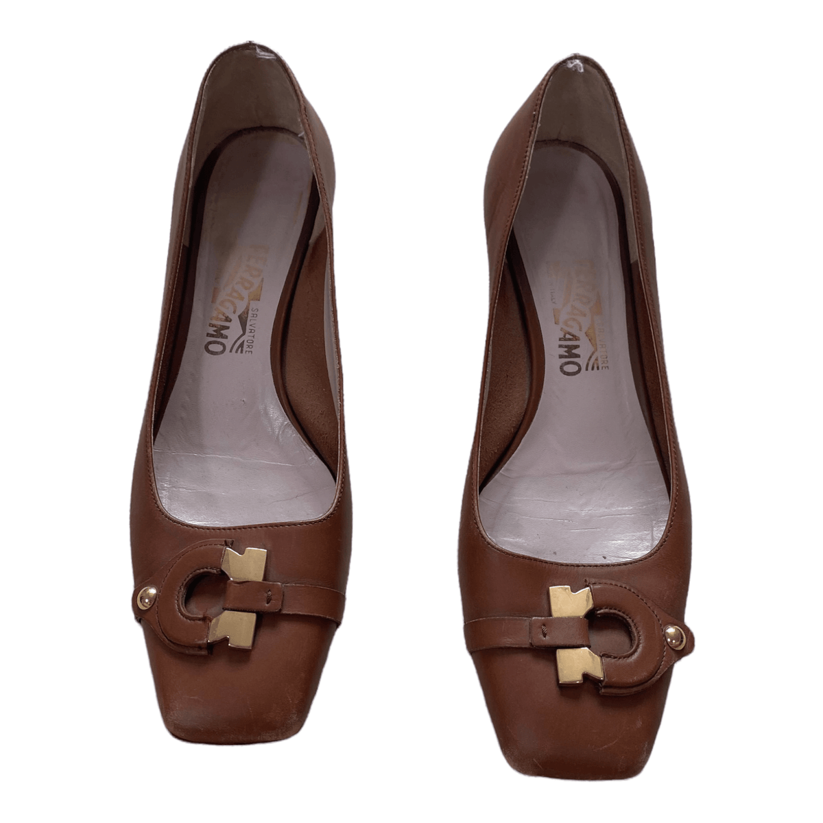 Ferragamo Leather Court Shoes Brown UK 7.5 EU 40.5 - Ava & Iva