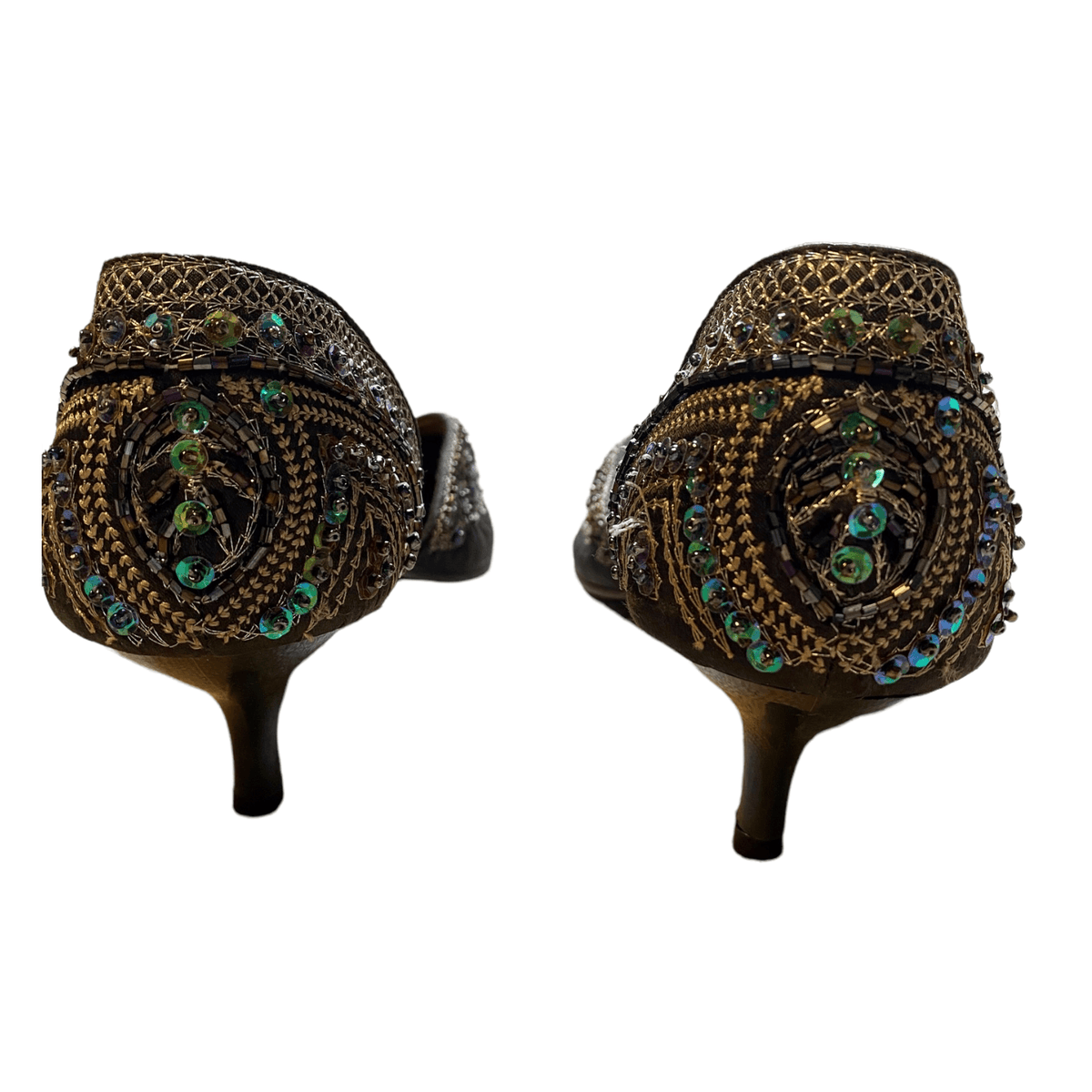 Spot On Silk Kitten Heels Green UK 6 EU 39 - Ava & Iva