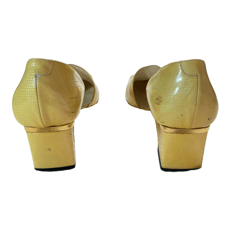 Sandro Vicari Leather Wedged Heels Yellow UK 6.5 EU 39.5 - Ava & Iva