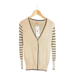 Lela Rose Cashmere Cream and Brown Long Sleeved Cardigan UK Size Small - Ava & Iva