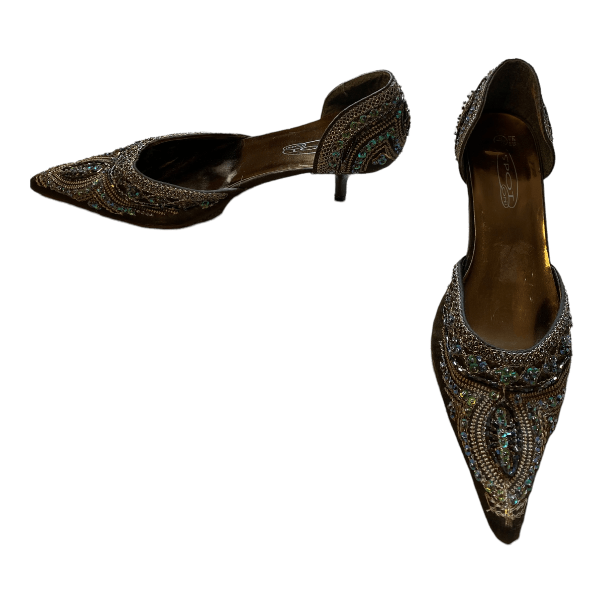 Spot On Silk Kitten Heels Green UK 6 EU 39 - Ava & Iva