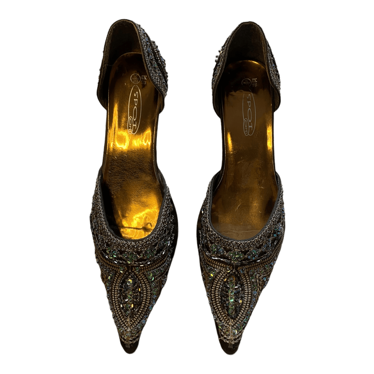 Spot On Silk Kitten Heels Green UK 6 EU 39 - Ava & Iva