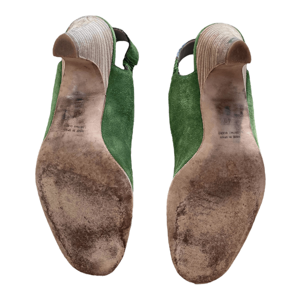 NV Suede Peep Toe Heels Green UK 7 EU 40 - Ava & Iva