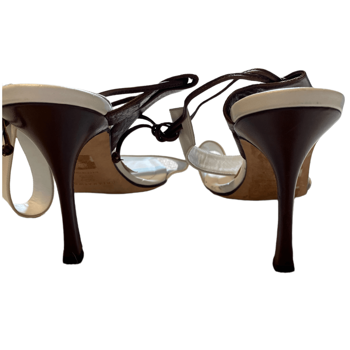 Brian Atwood Leather Kitten Heeled Sandals White UK 6 EU 39 - Ava & Iva