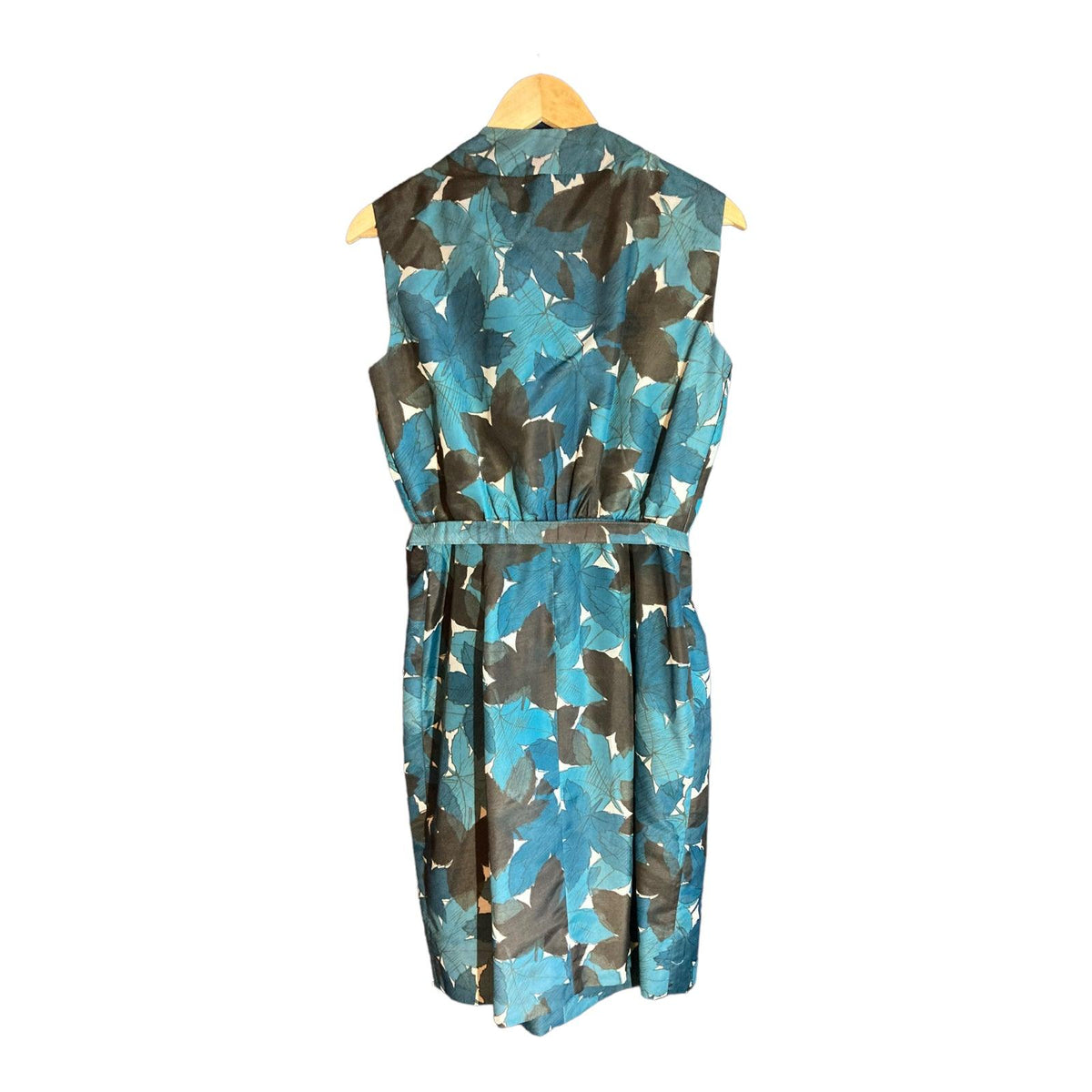 California Teal Black & White Patterned Sleeveless Dress UK Size 12 - Ava & Iva